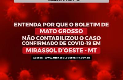 Entenda por que o boletim de mato grosso n&atilde;o contabilizou o caso confirmado de Covid-19 em Mirassol d&rsquo;Oeste - MT