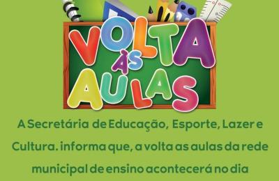 VOLTAS &Agrave;S AULAS NA REDE MUNICIPAL EM MIRASSOL D'OESTE