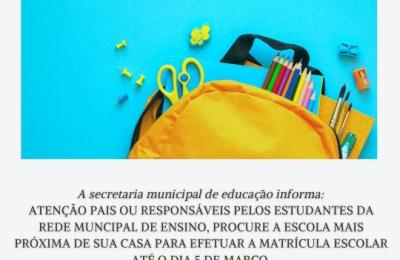 SECRETARIA DE EDUCA&Ccedil;&Atilde;O INFORMA: