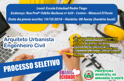 Prefeitura divulga hor&aacute;rio e local das provas do Teste Seletivo em Mirassol D Oeste
