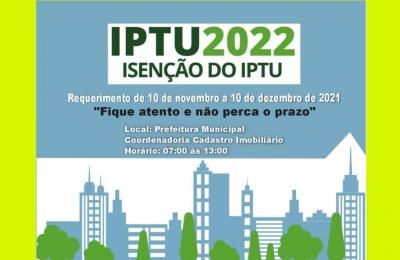 ISEN&Ccedil;&Atilde;O DO IPTU 2022