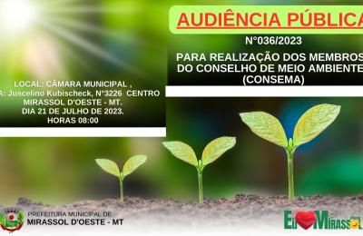 AUDI&Ecirc;NCIA P&Uacute;BLICA PARA REALIZA&Ccedil;&Atilde;O DOS MEMBROS   DO CONSELHO DE MEIO AMBIENTE  (CONSEMA)