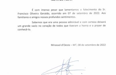 NOTA DE PESAR!
