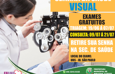 Prefeitura realizar&aacute; a m&ecirc;s da sa&uacute;de visual para popula&ccedil;&atilde;o a partir de 19 de junho