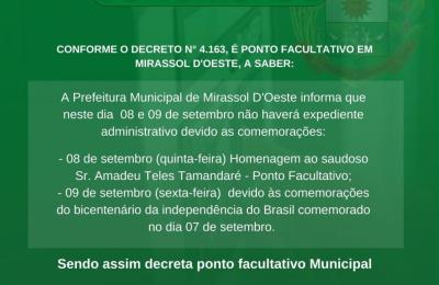 COMUNICADO SOBRE O PONTO FACULTATIVO!