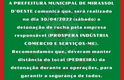 DETONA&Ccedil;&Atilde;O DE ROCHA NESTE S&Aacute;BADO DE 30/04/2022.
