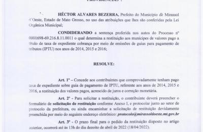 DECRETO N&deg;4160 DE 18 DE JANEIRO DE 2022