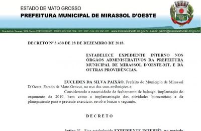 DECRETO ESTABELECE EXPEDIENTE INTERNO NOS &Oacute;RG&Atilde;O ADMINISTRATIVOS DA PREFEITURA