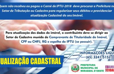 Mantenha seu cadastro atualizado junto a Prefeitura Municipal