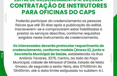 EDITAL DE CREDENCIAMENTO N&ordm; 001/2024