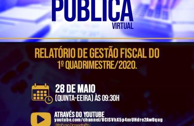 AUDI&Ecirc;NCIA P&Uacute;BLICA VIRTUAL PARA APRESENTA&Ccedil;&Atilde;O DO RELAT&Oacute;RIO DE GEST&Atilde;O FISCAL