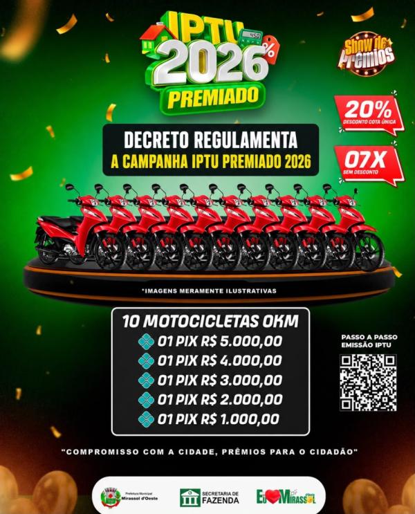 DECRETO REGULAMENTA A CAMPANHA IPTU PREMIADO 2026